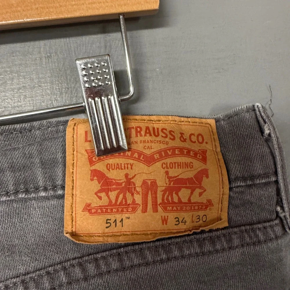 Levis 511 Slim‎ Fit Grey Denim Jeans Mens 34x30 511-0000 Grey Wash